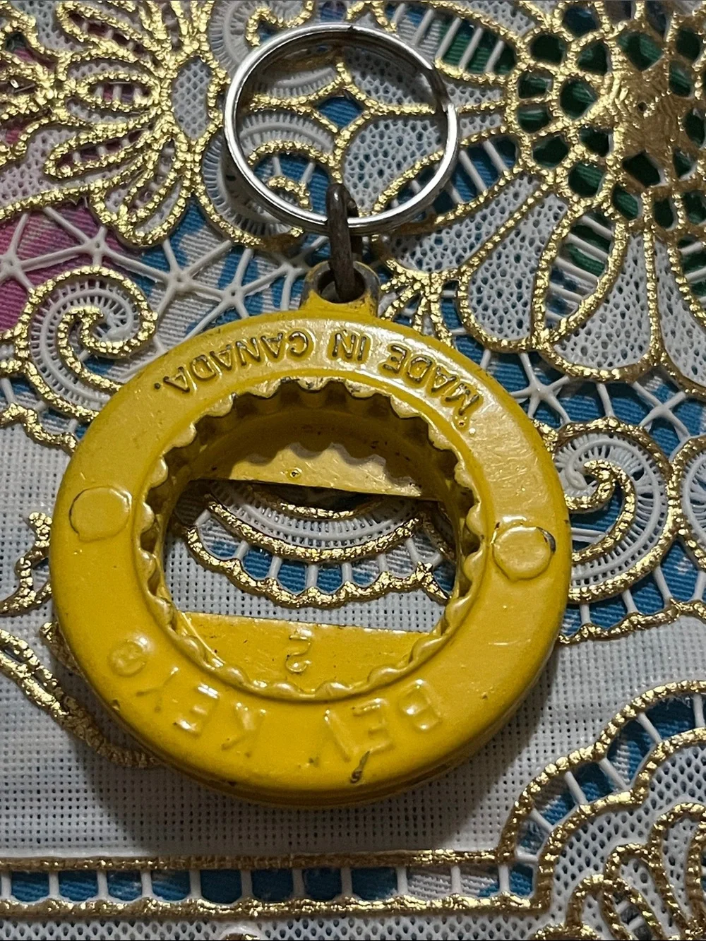 Yellow Smiley Face Keychain Bottle Opener - Men’s Key & Card Accessory